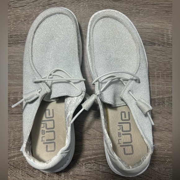 Hey Dude Shoes - Hey Dude|White Sparkly|Size 9